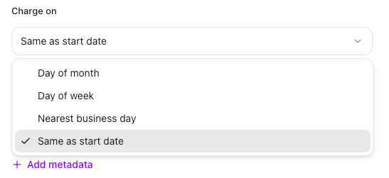 Charge on dropdown