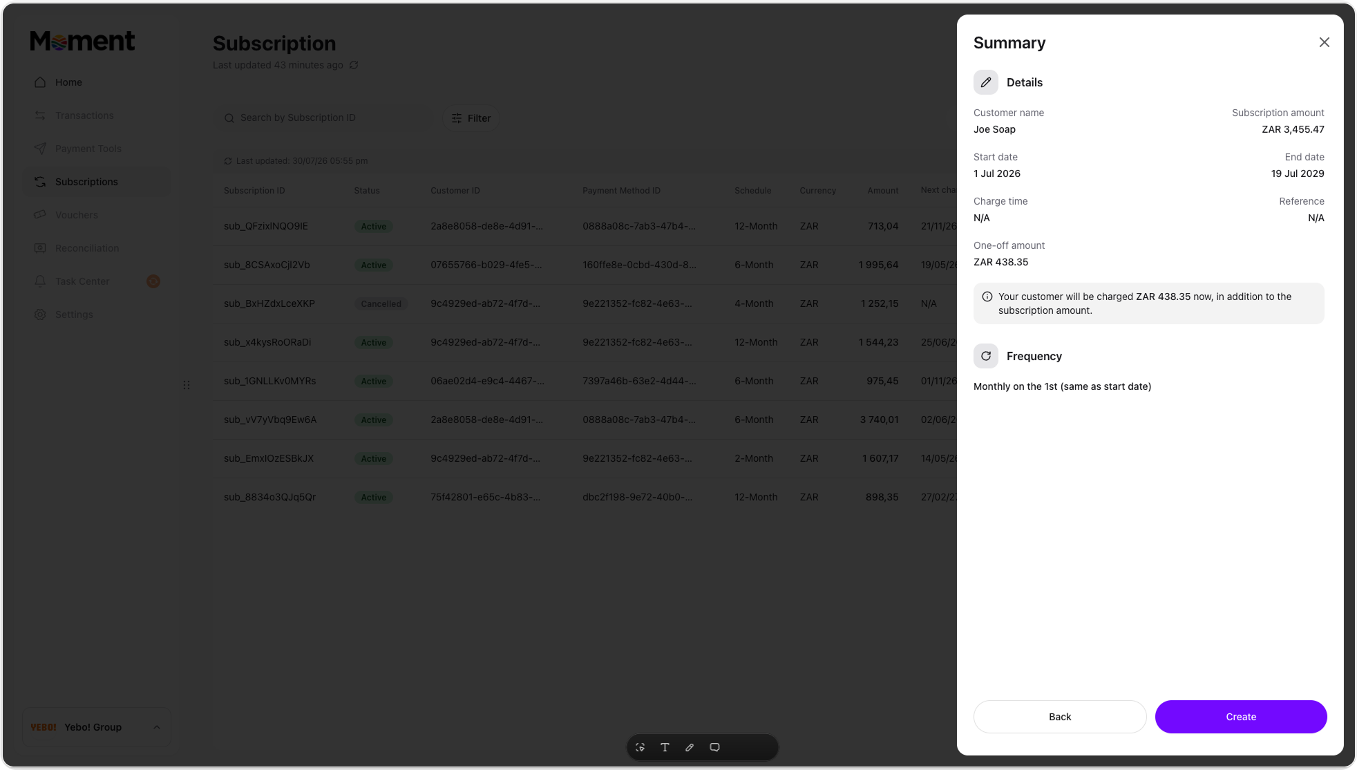 Summary screen