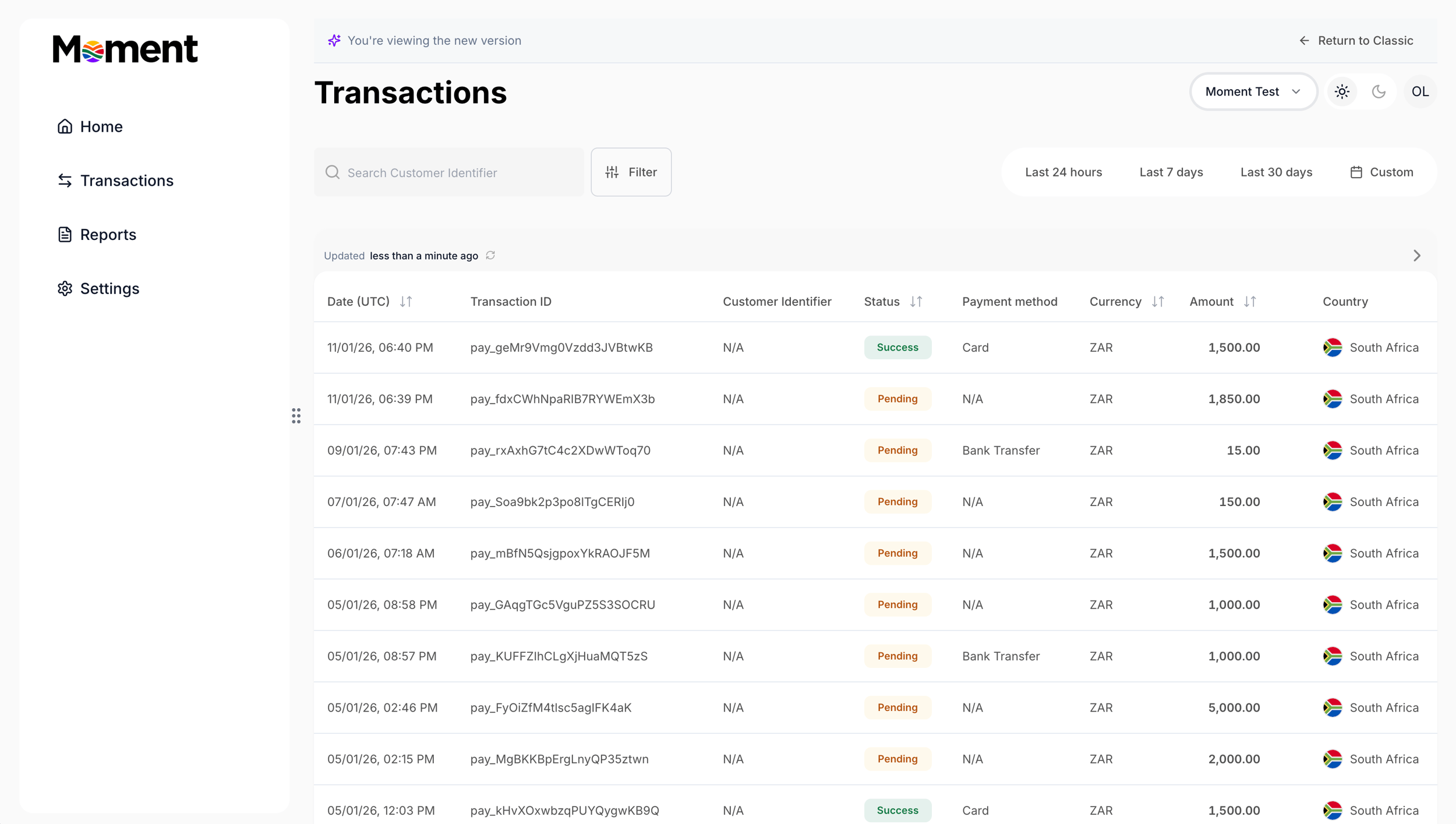 Transaction Guide Transactions - Moment Holding | API Docs