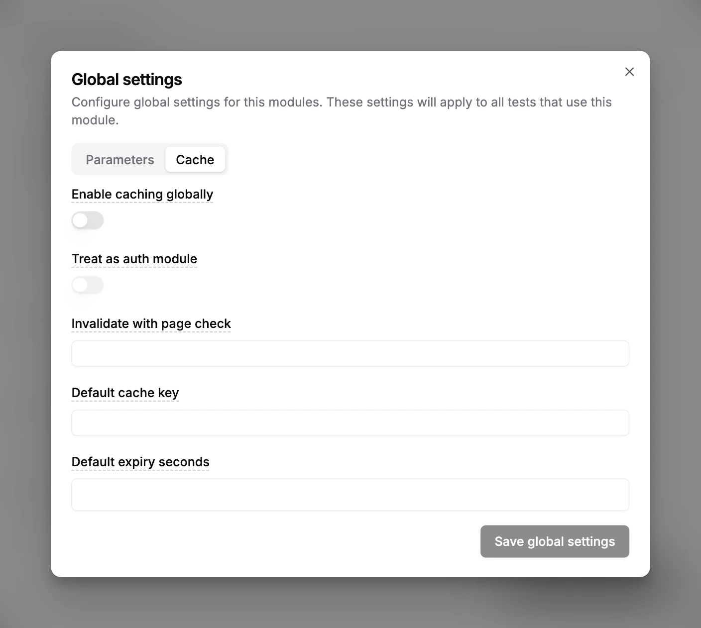 Module cache settings