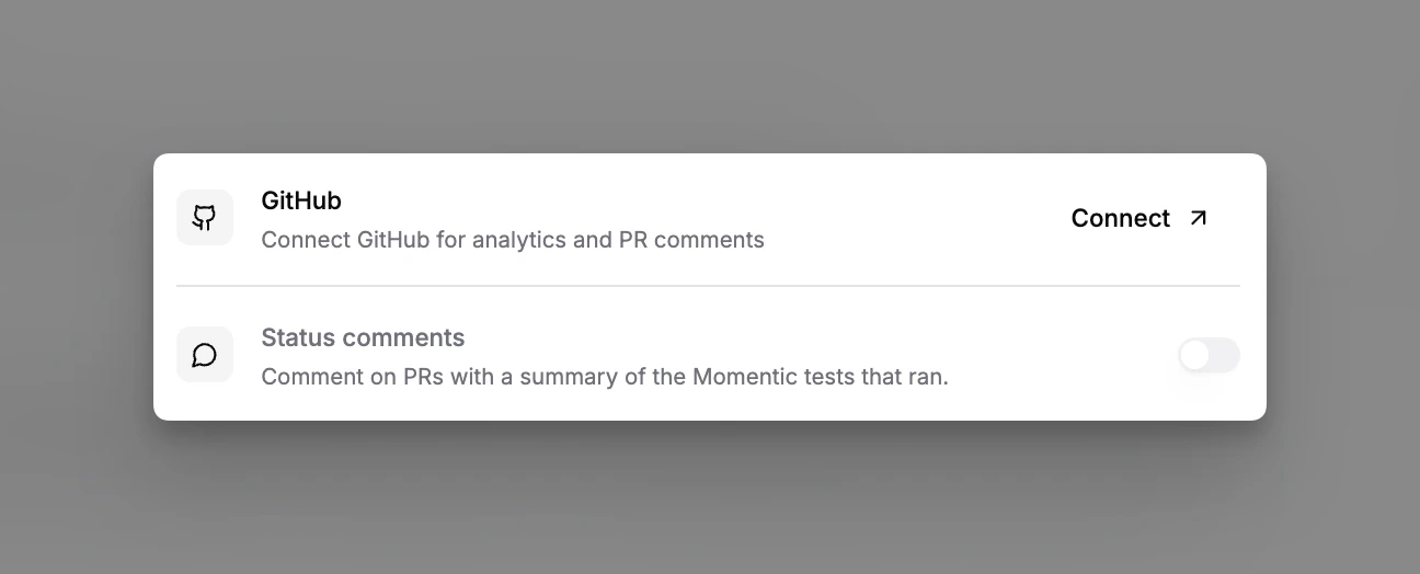 GitHub integration settings