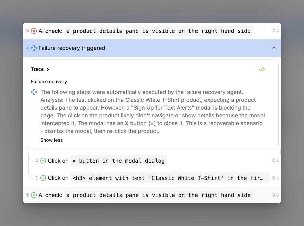 Failure recovery activity