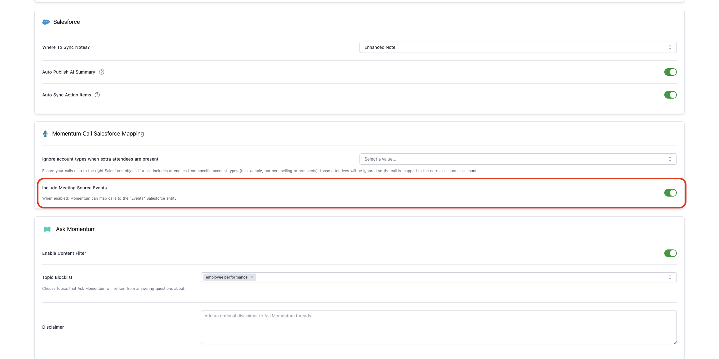 Salesforce Mapping Section
