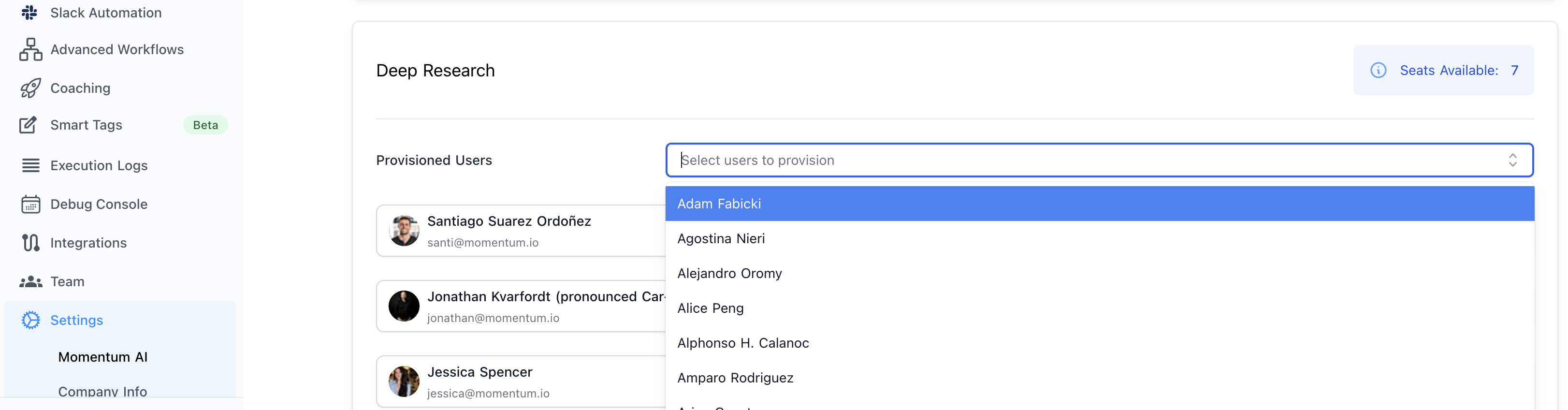 Provisioning Deep Research users