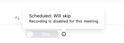 Upcoming Calls Recording Disabled