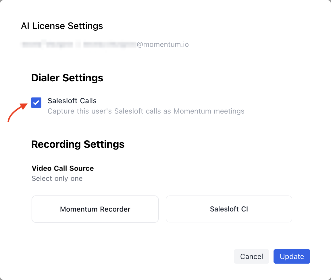 salesloft-assign-dialer-call-import-license