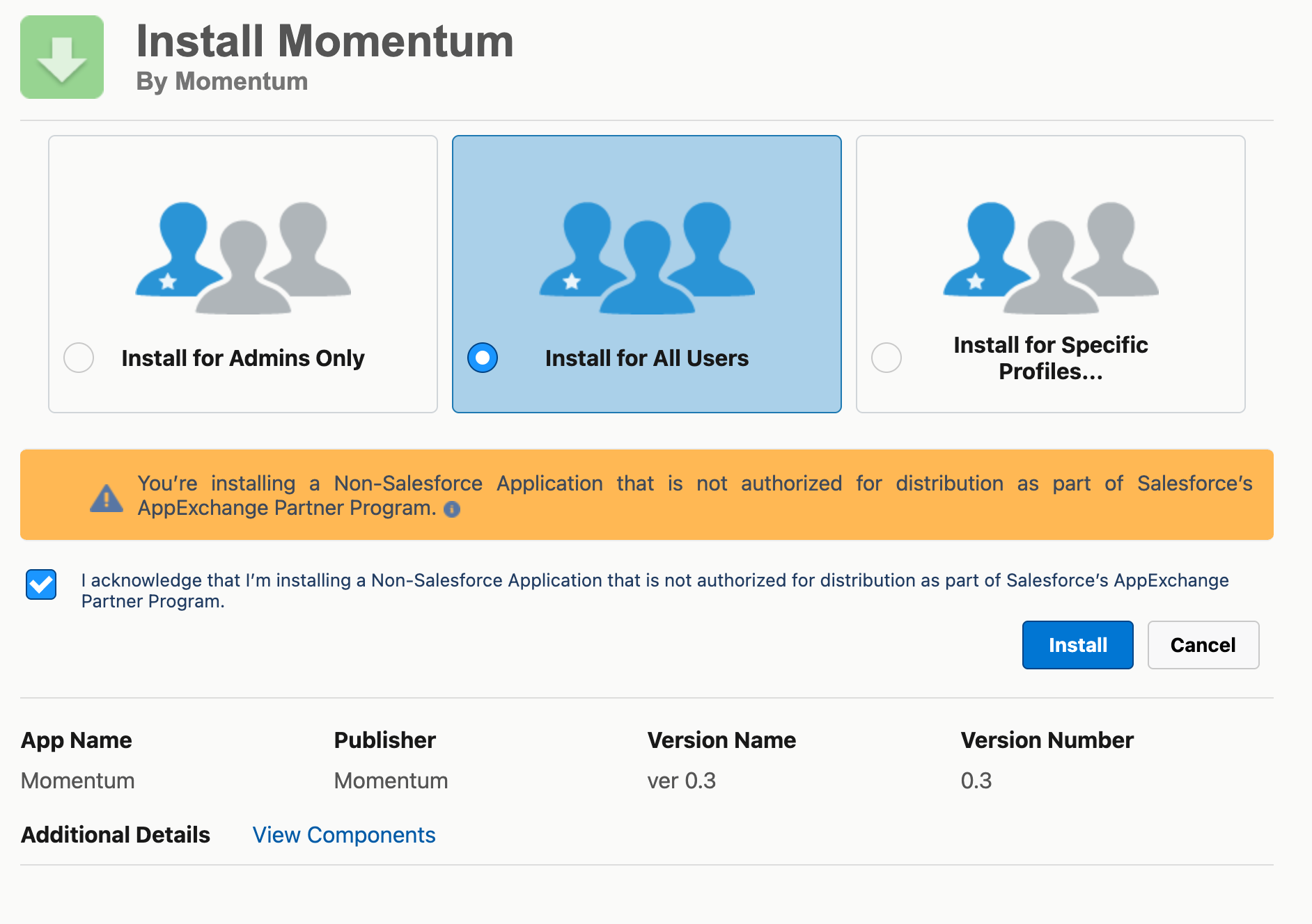 Momentum Package for Salesforce