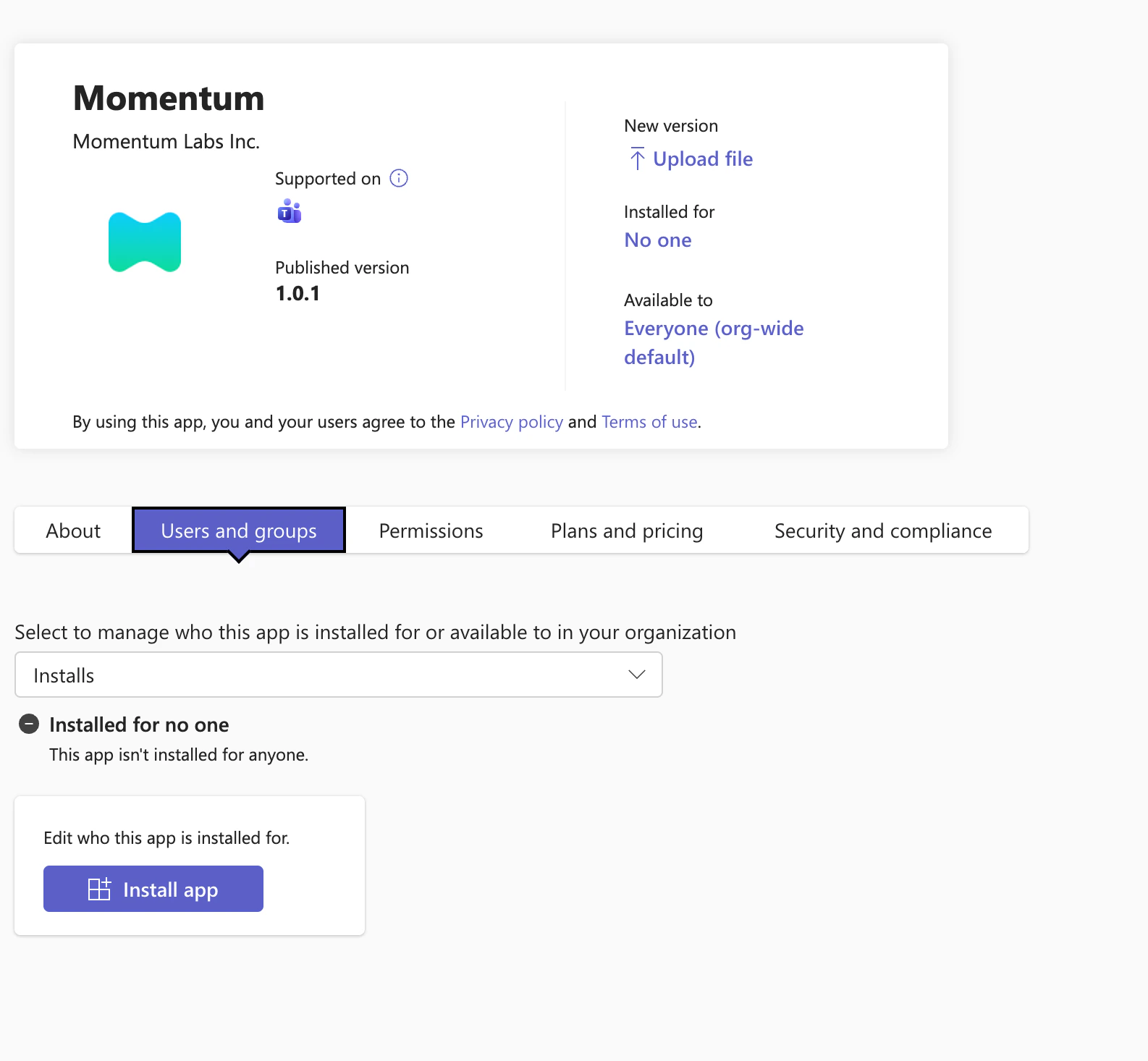 users and groups tab detail