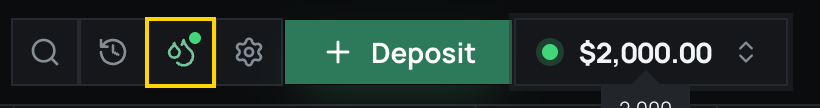 Top-right toolbar with the faucet droplet icon highlighted