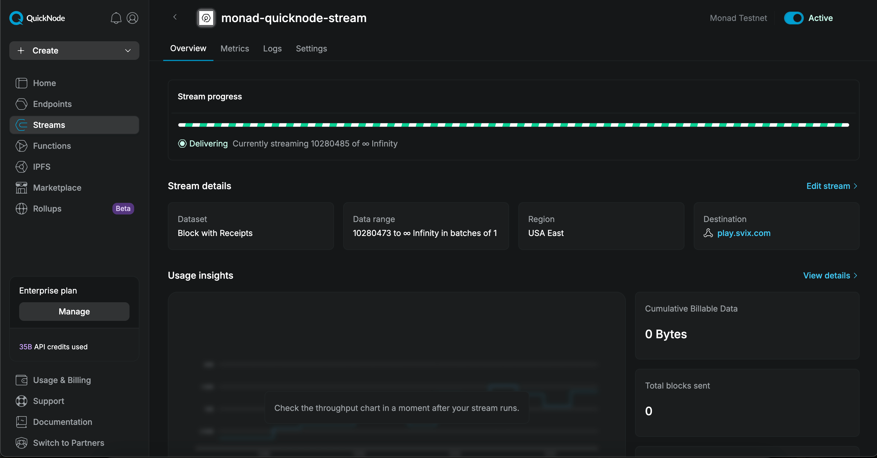 stream delivering image