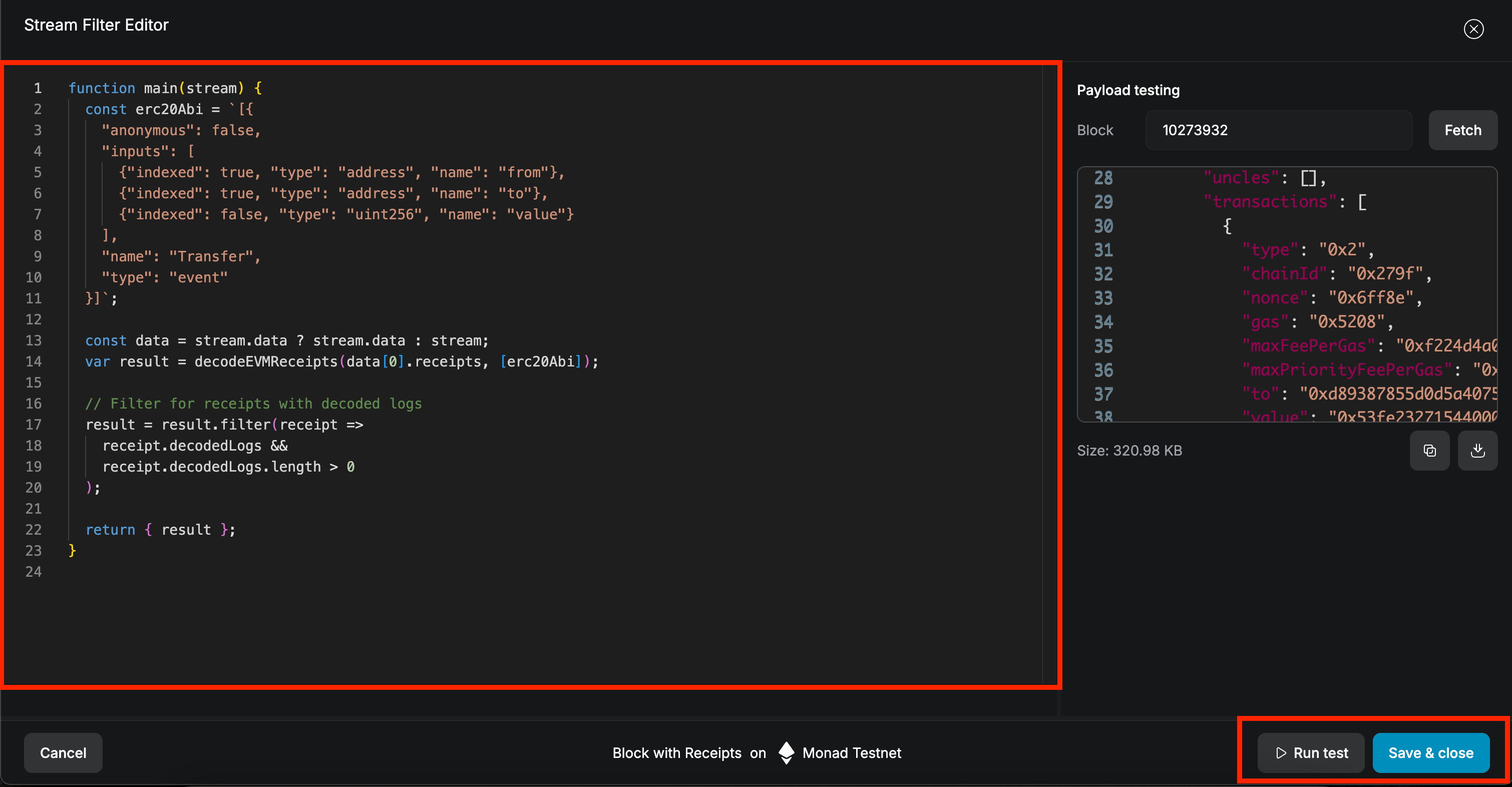 image of filter editor
