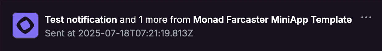 Example of a notification sent from a Farcaster Mini App