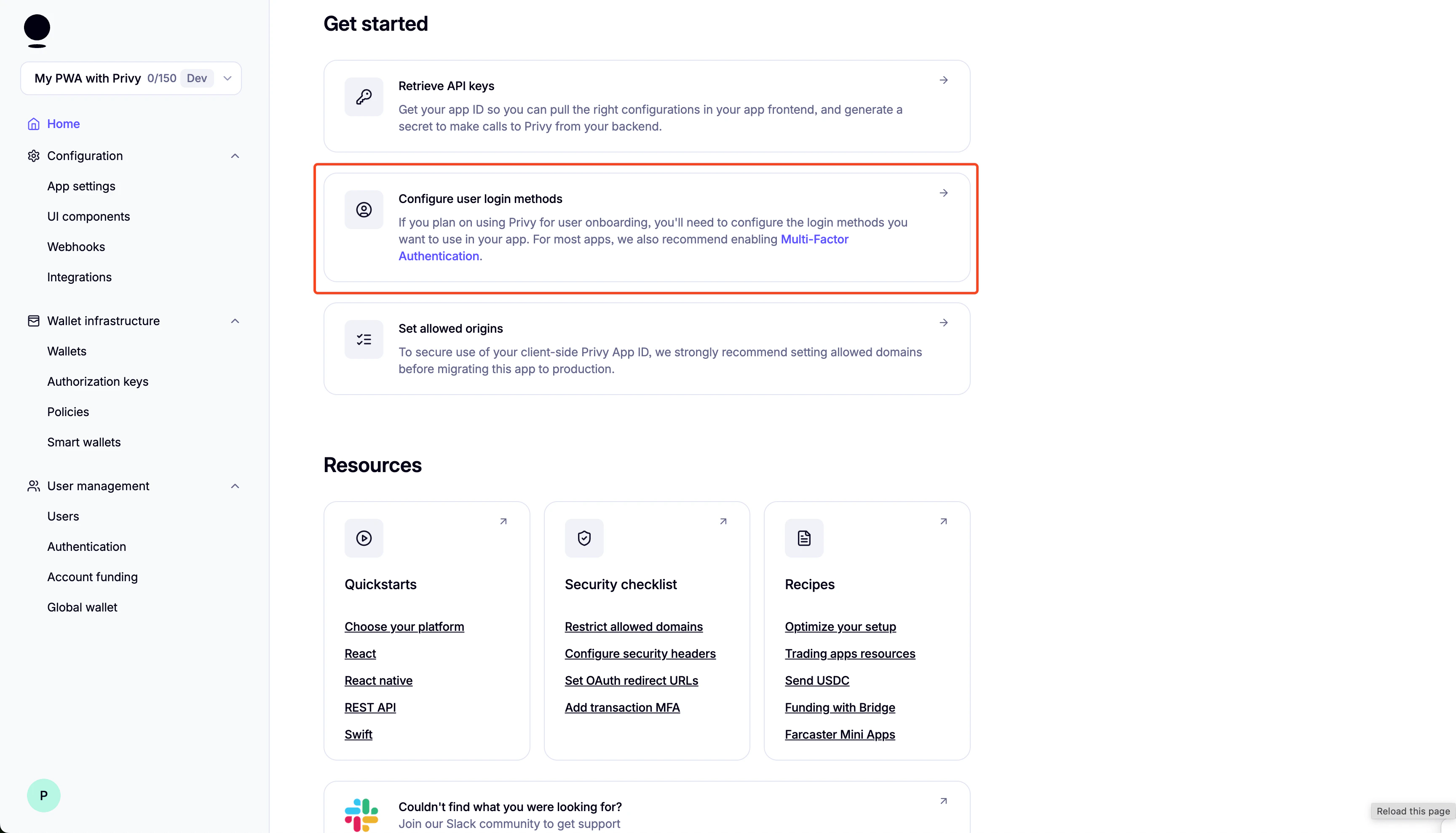 Set up login methods