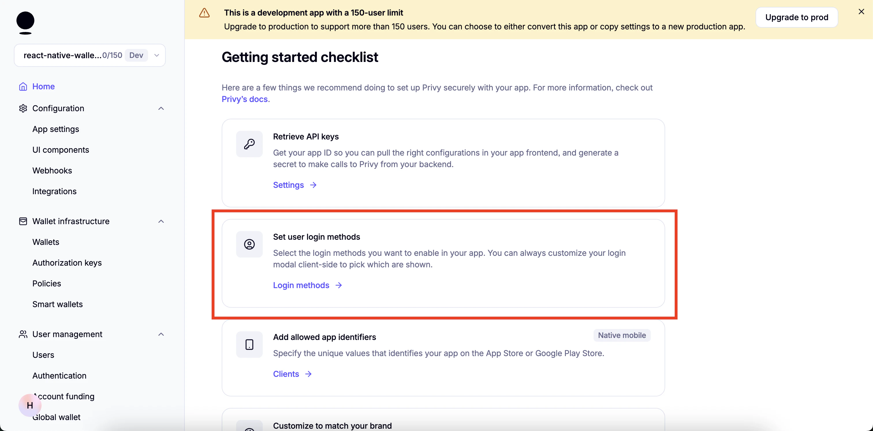 set up login methods