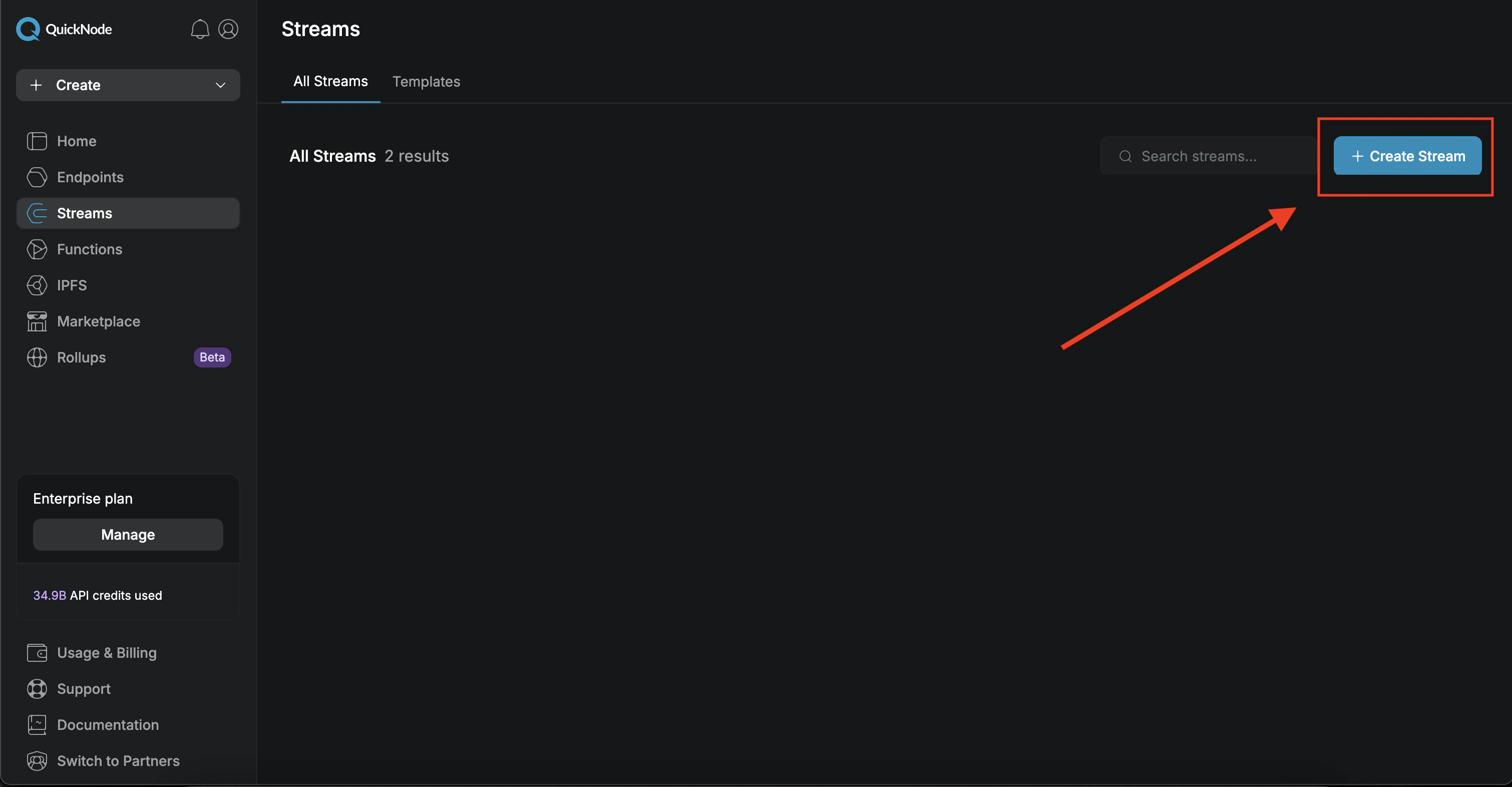Create Stream Button