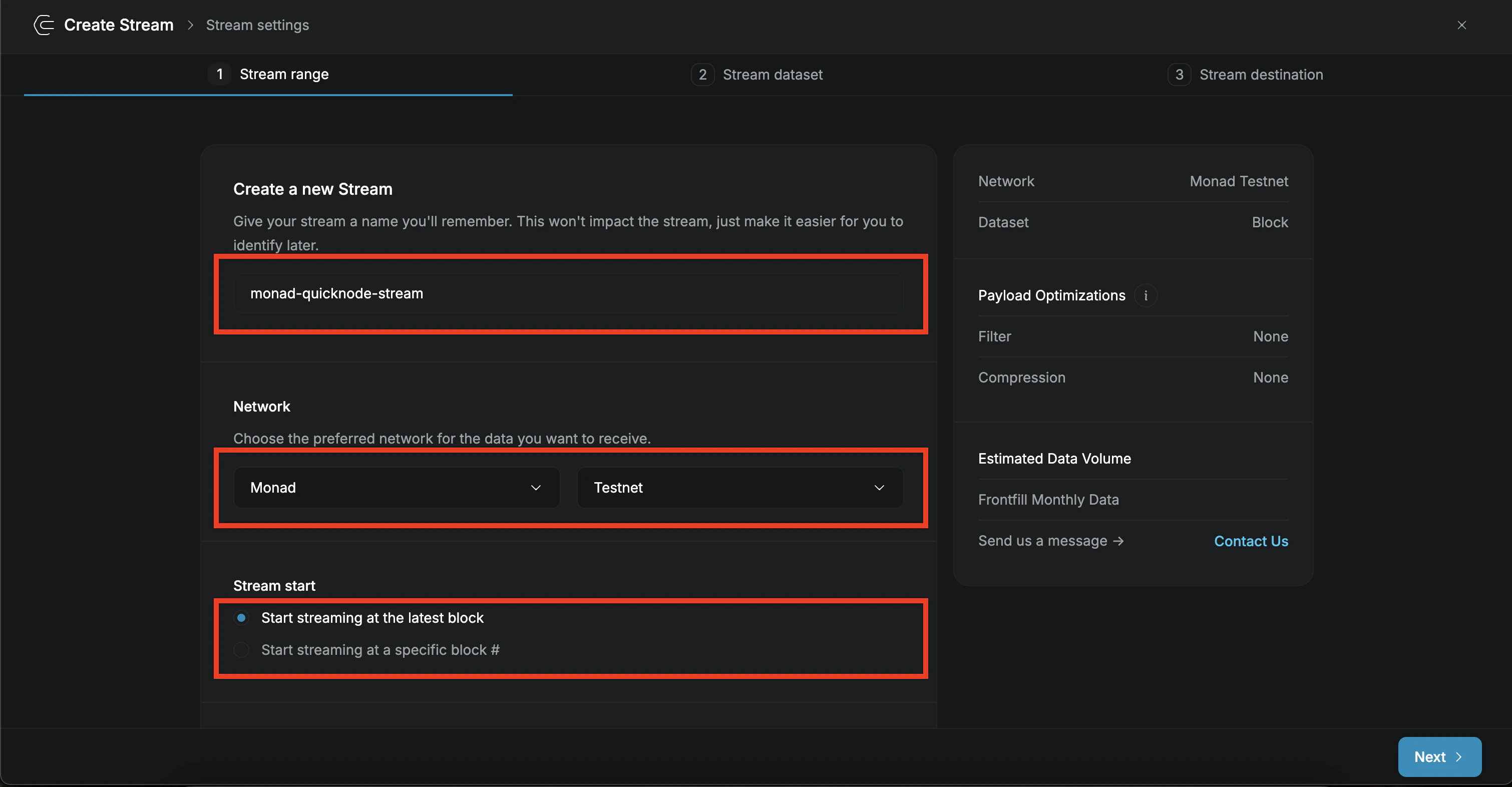 Stream Configuration