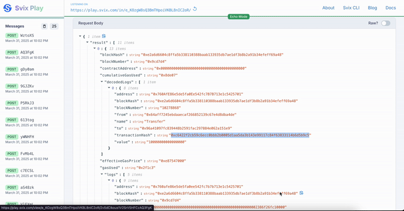 svix streaming receiving message video