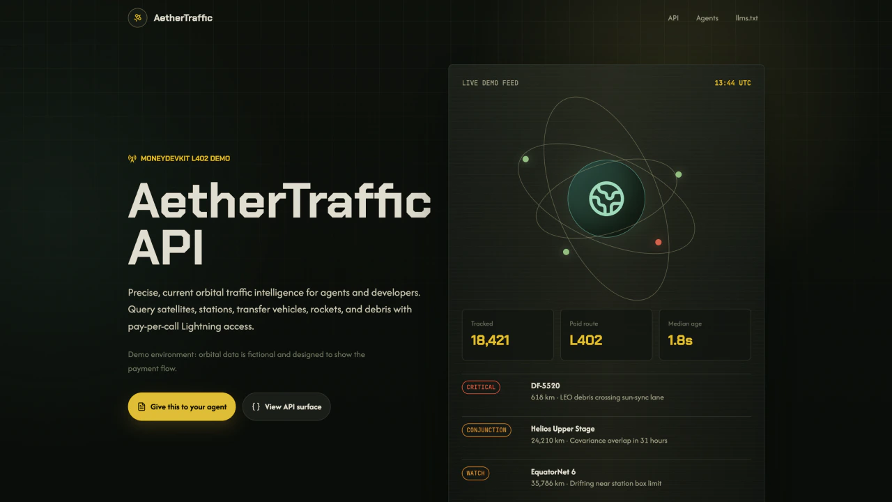 Screenshot of the paid API example app.