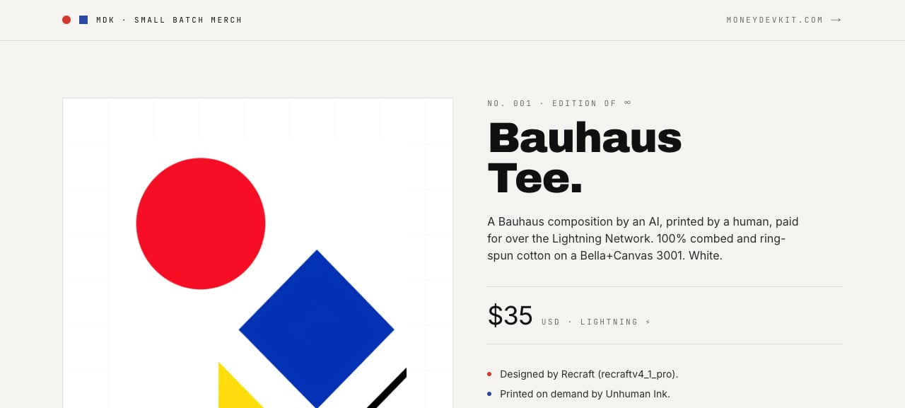 Screenshot of the merch store example app.