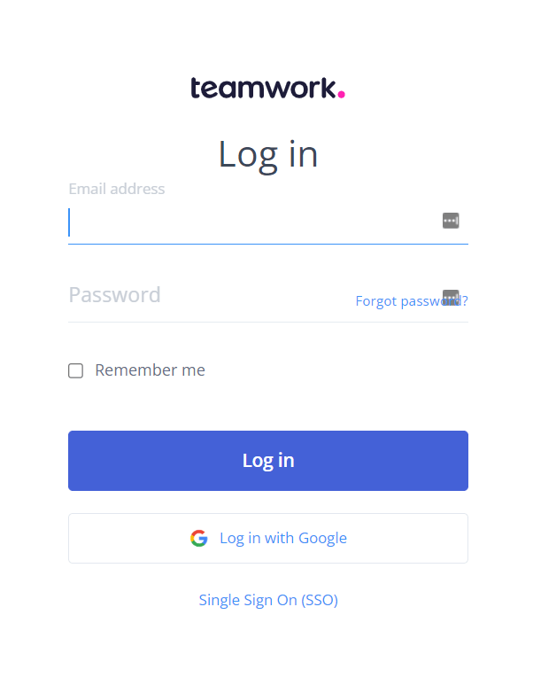 Teamworkログイン画面