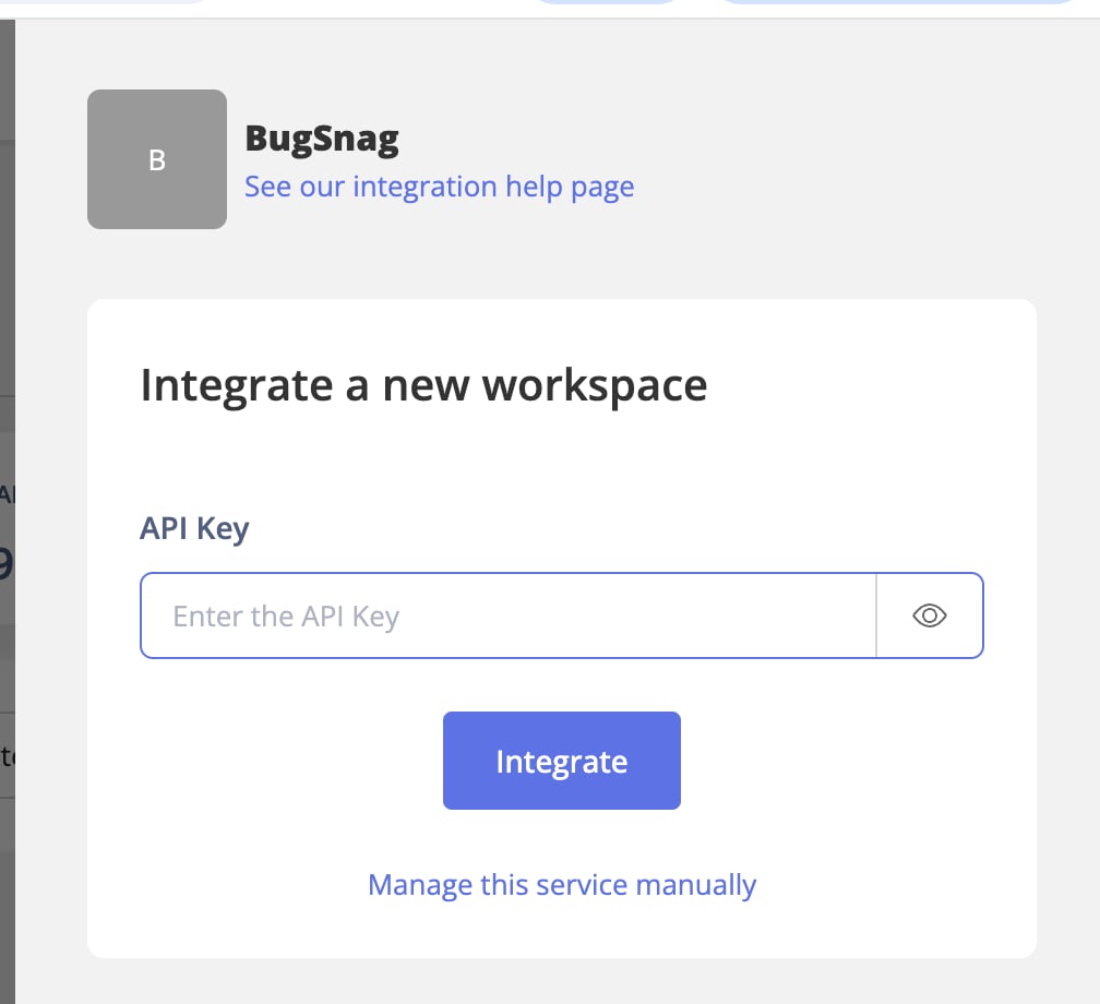 Integration setup screen