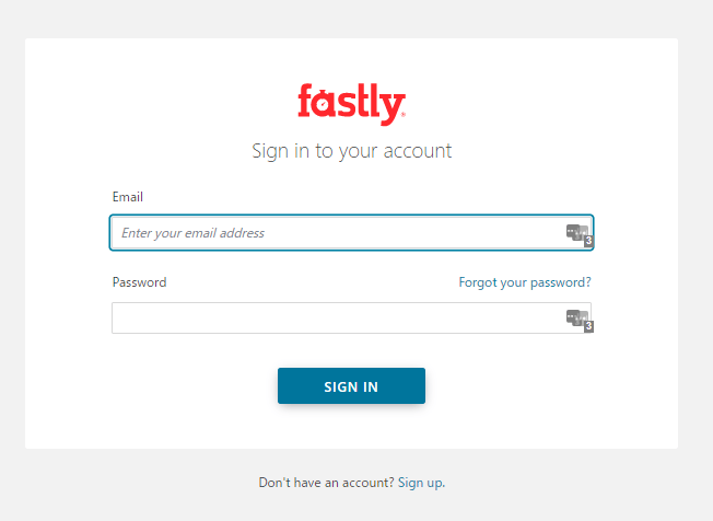 Fastlyログイン画面
