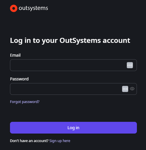 OutSystemsログイン画面