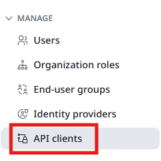 API clientsメニュー