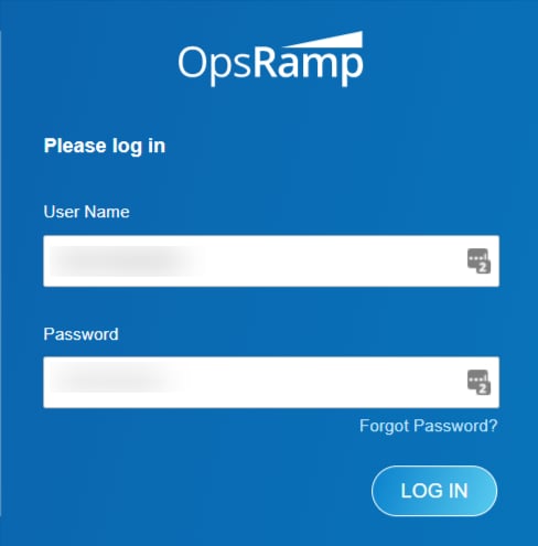 OpsRampログイン画面