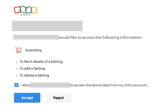 Authorization screen
