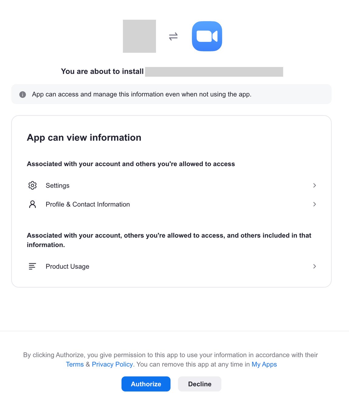 Permission confirmation