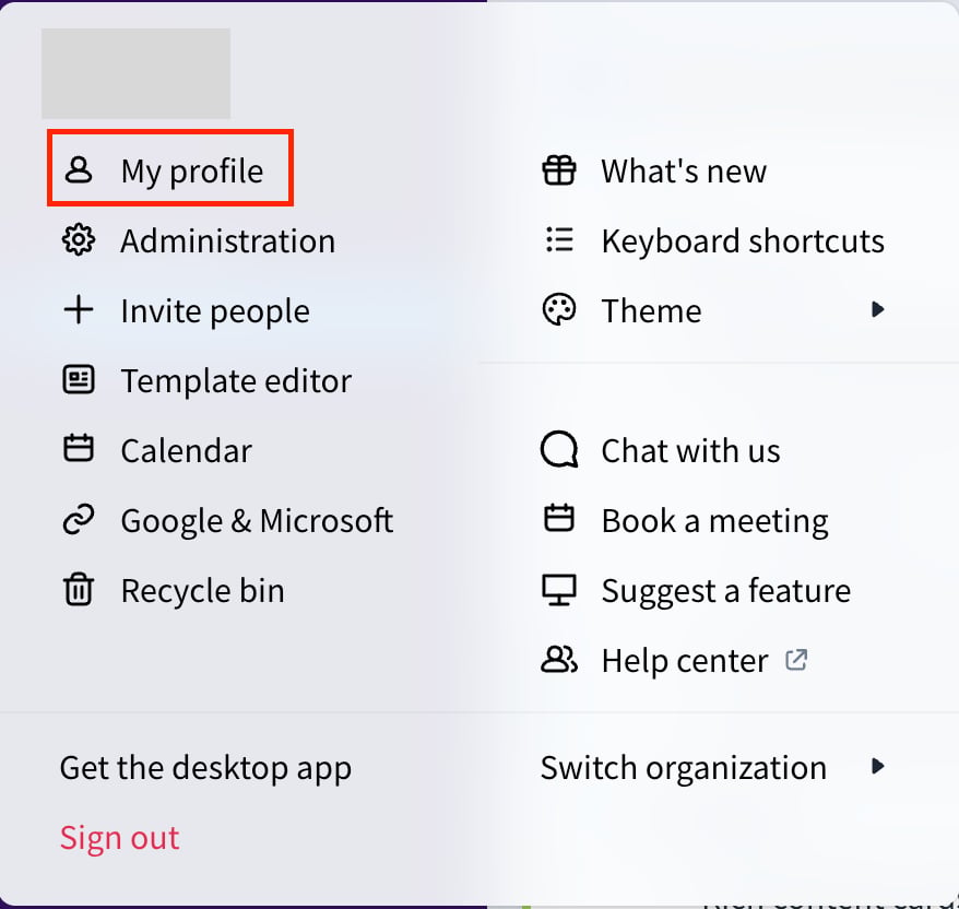 My profile page
