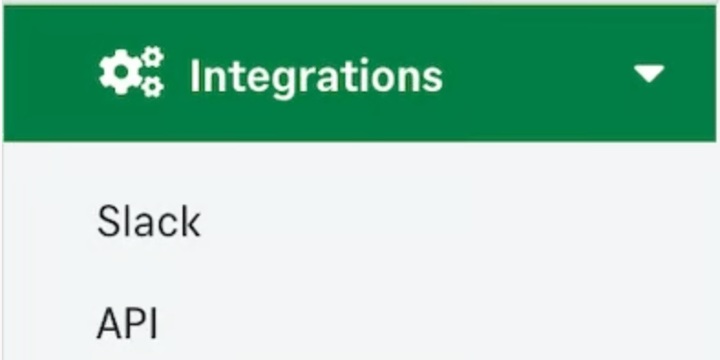 設定画面の左メニューでIntegrations配下のAPIを選択している状態