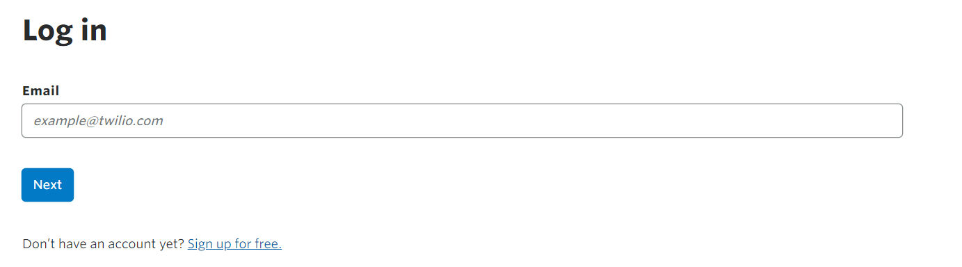 Twilioログインページ