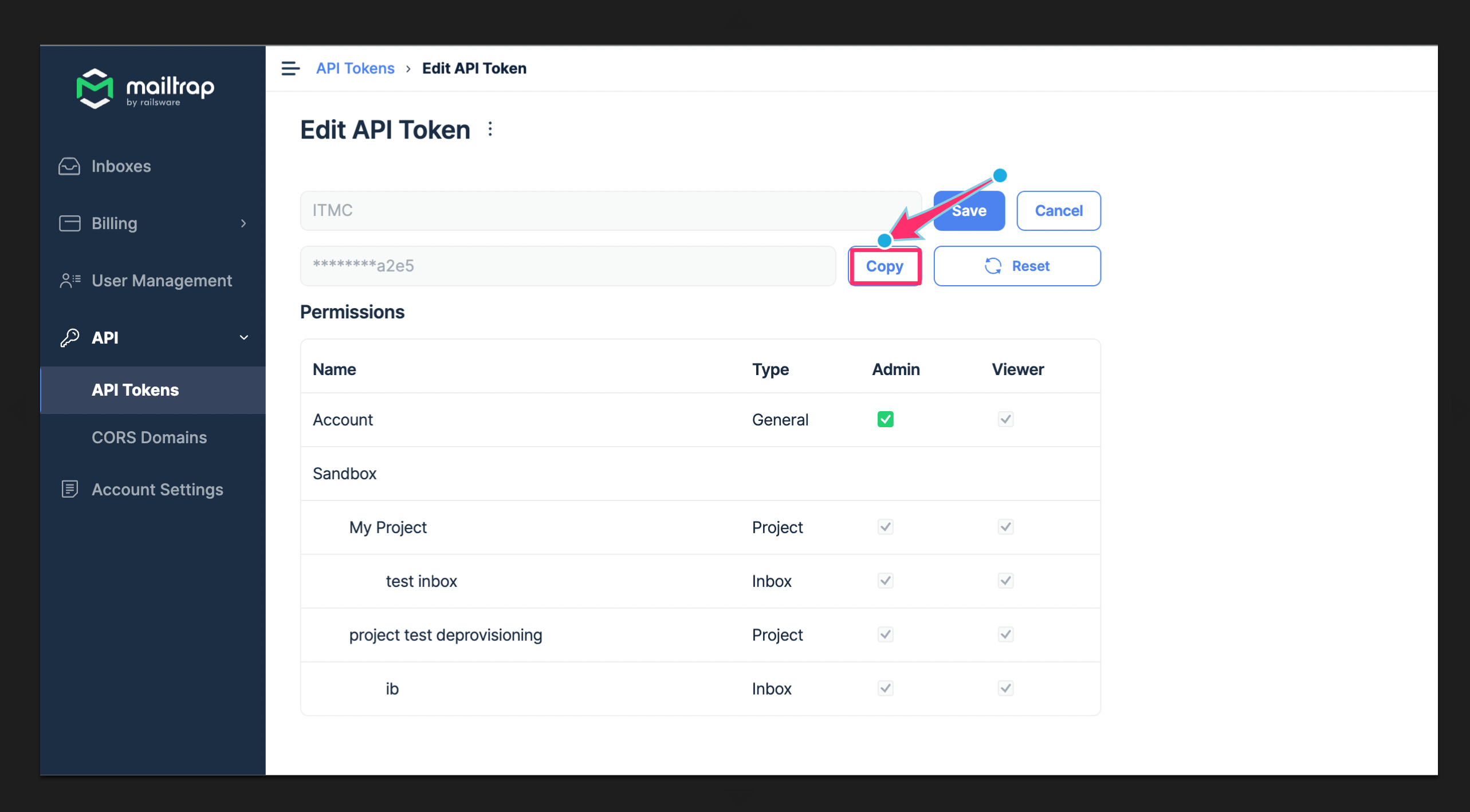 API Token 表示