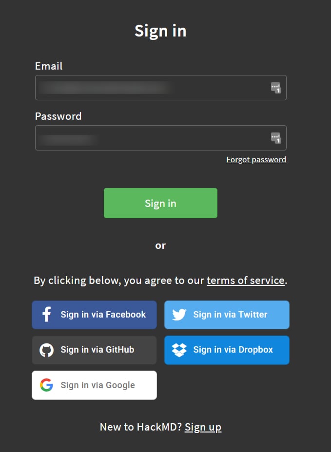 HackMDログイン画面