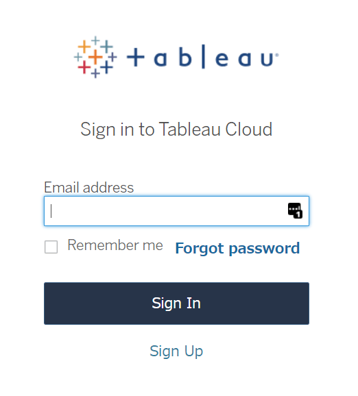 Tableauログインページ