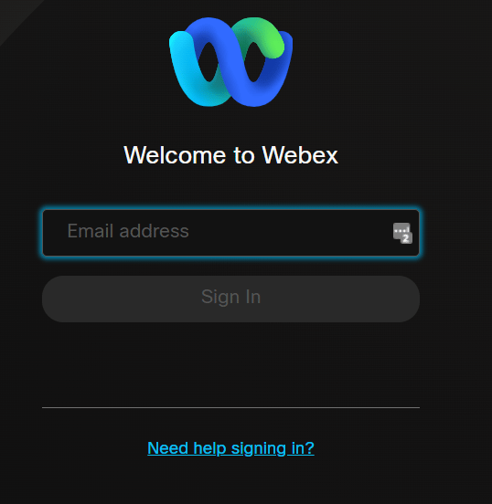 Webex by CISCOログイン画面