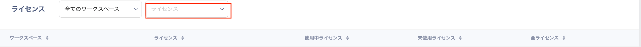 ライセンス情報表示画面