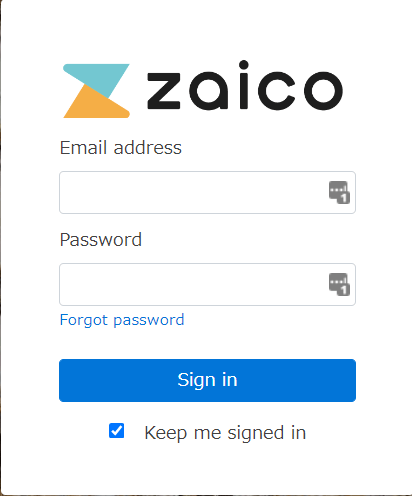 Zaicoログイン画面
