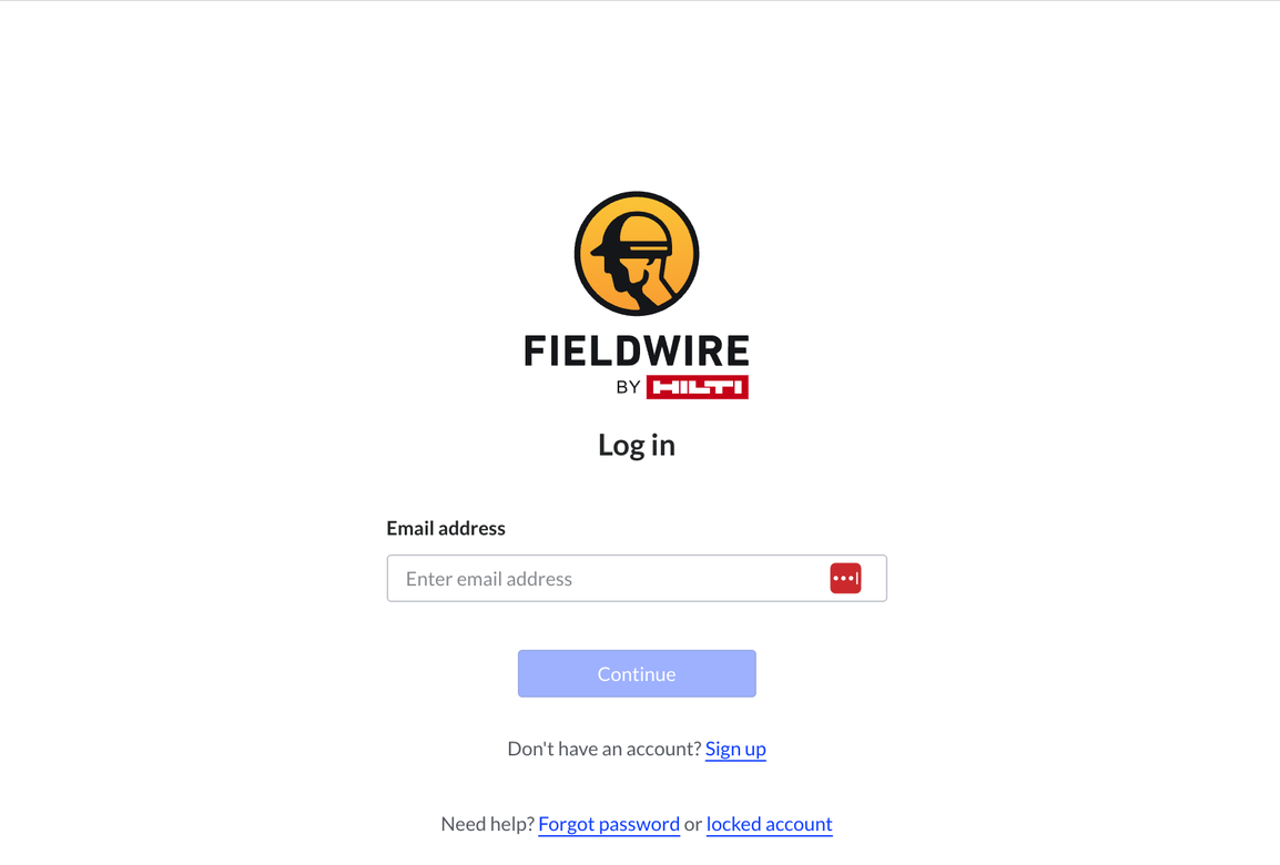 Fieldwireのログインフォーム