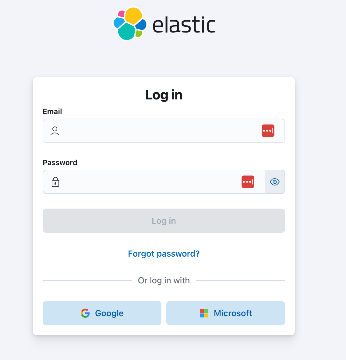 Login screen