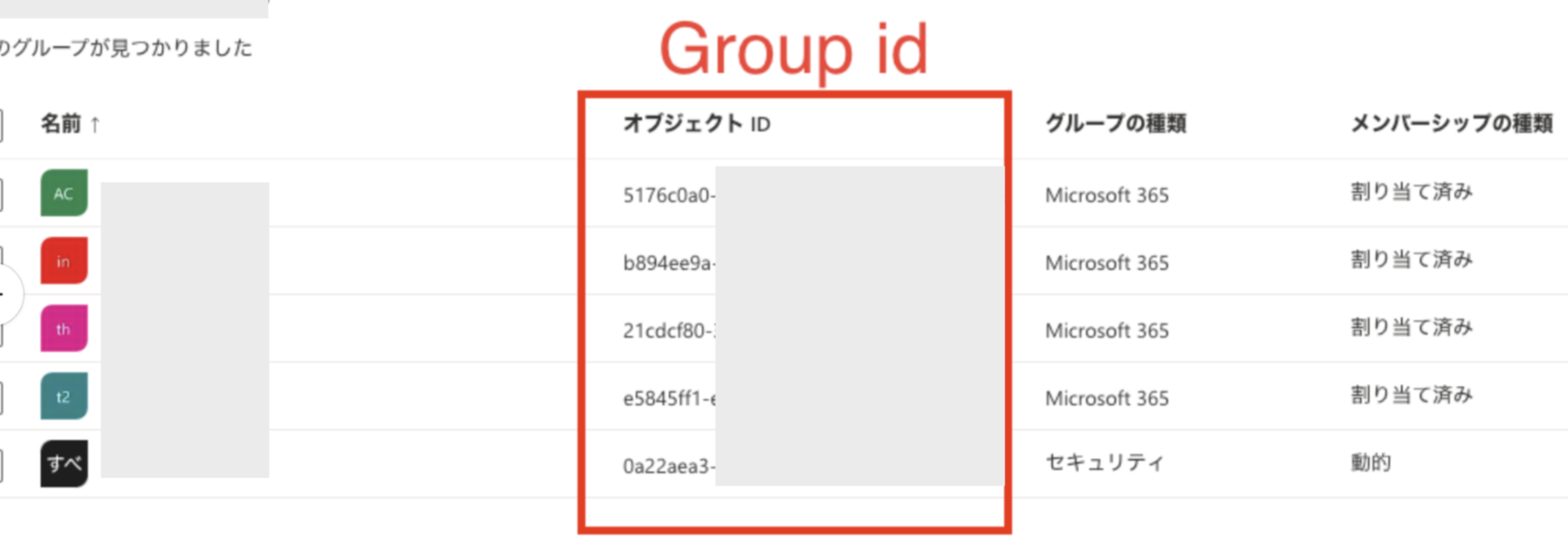 グループを指定