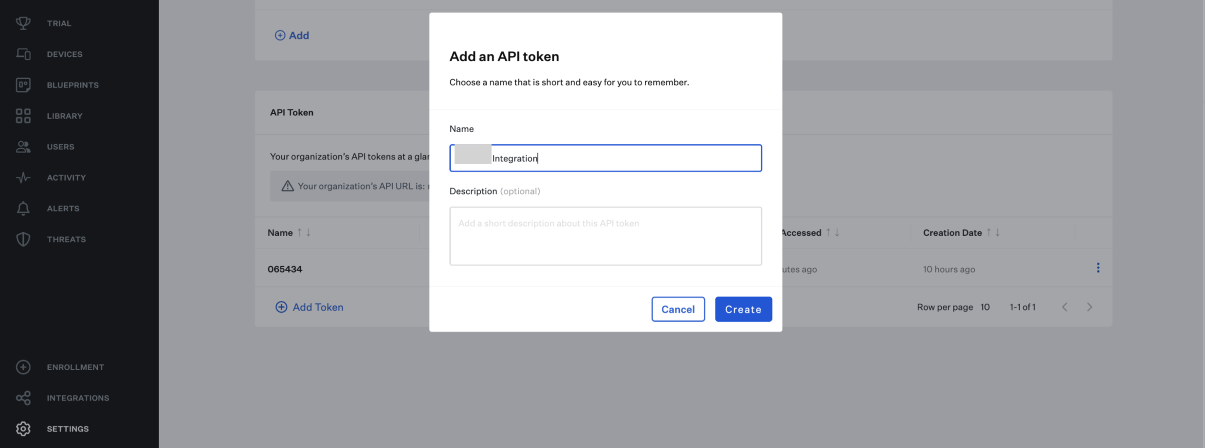 Adding an API Token