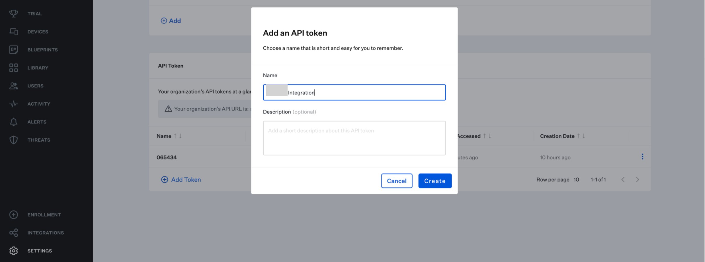Adding an API Token
