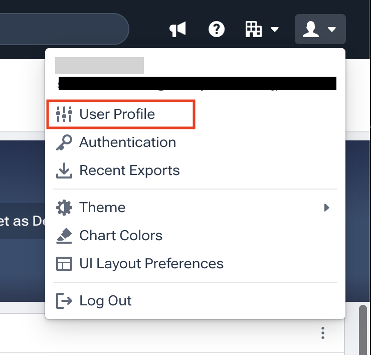 User Profileメニュー