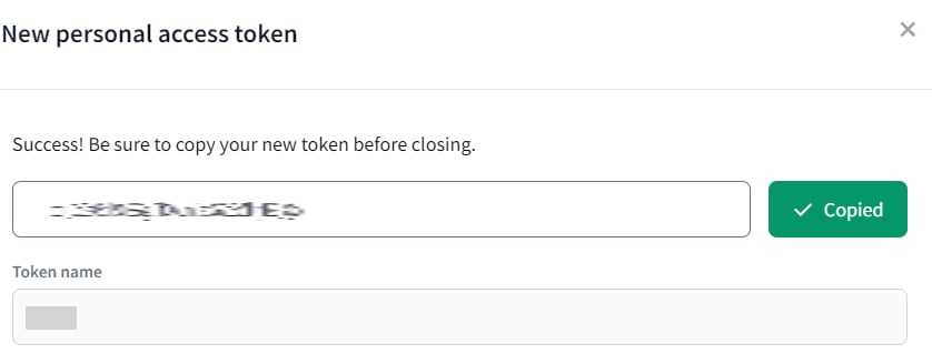API token表示画面
