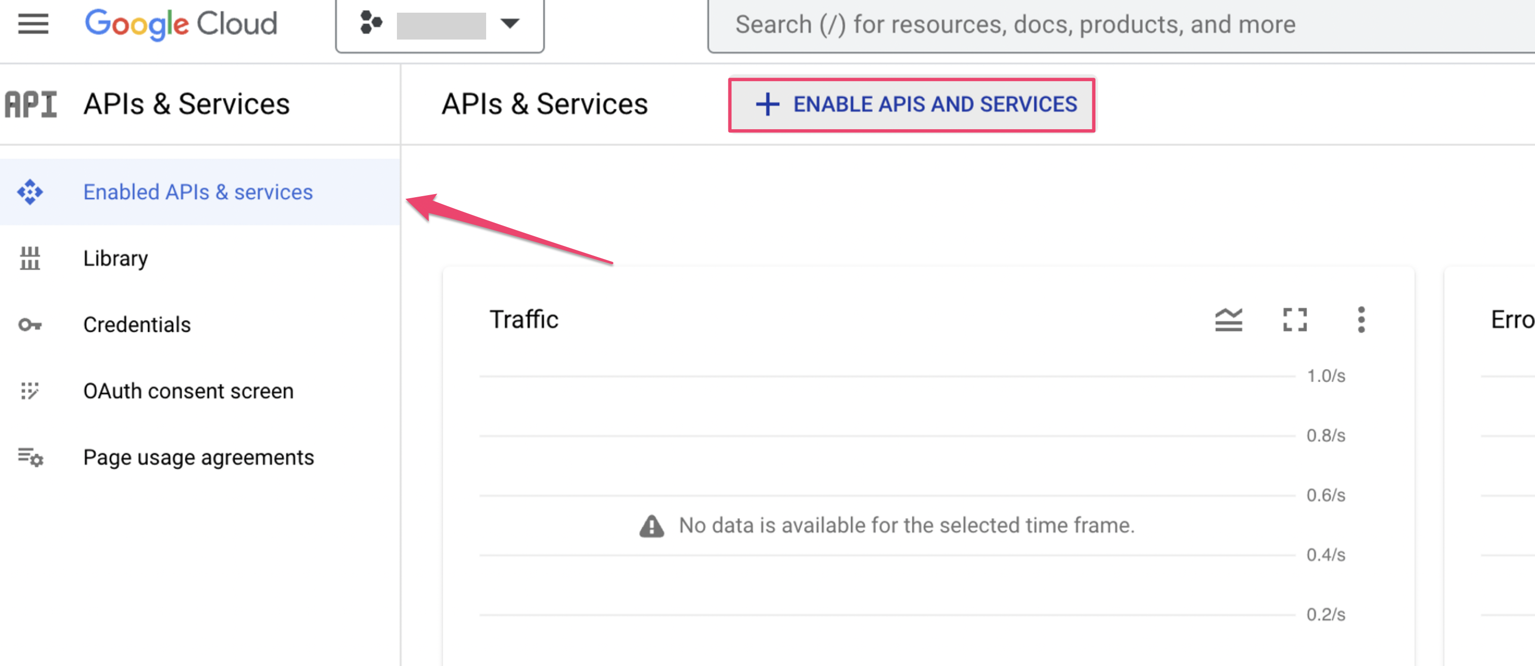 APIs & Services画面