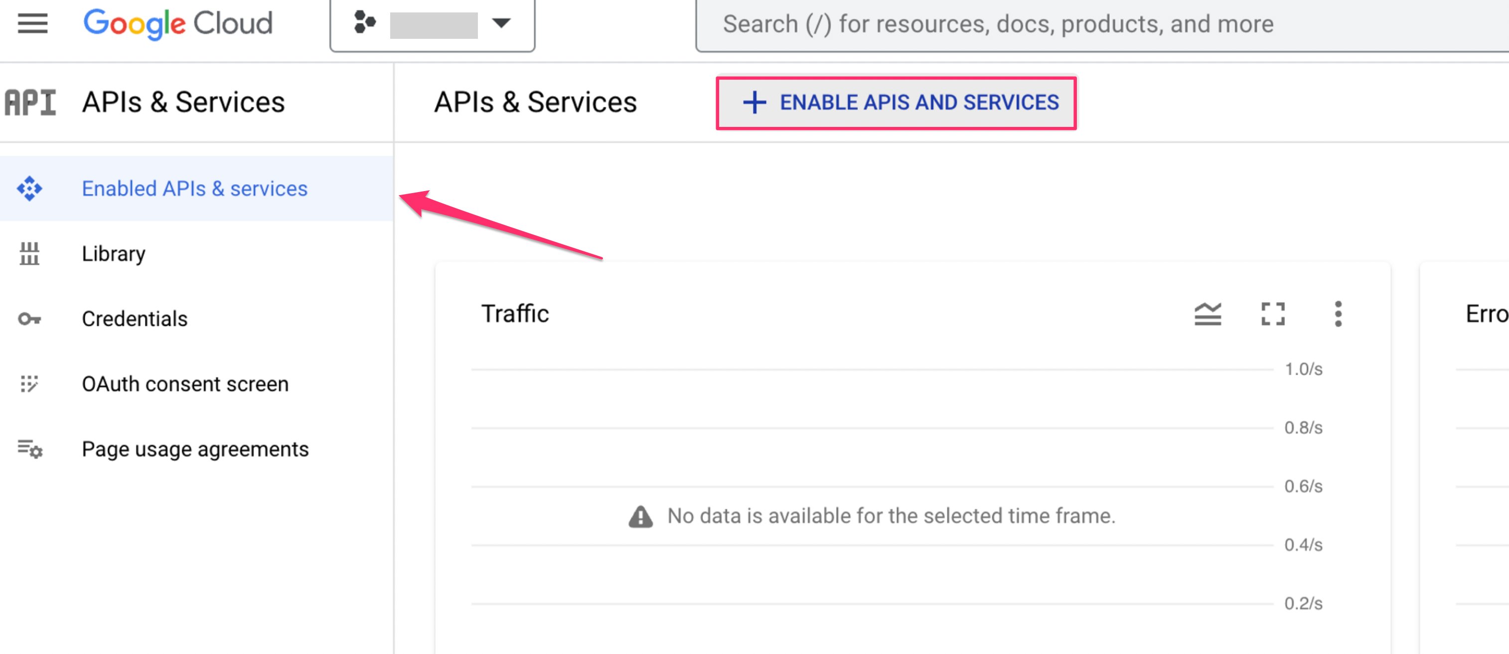 APIs & Services画面