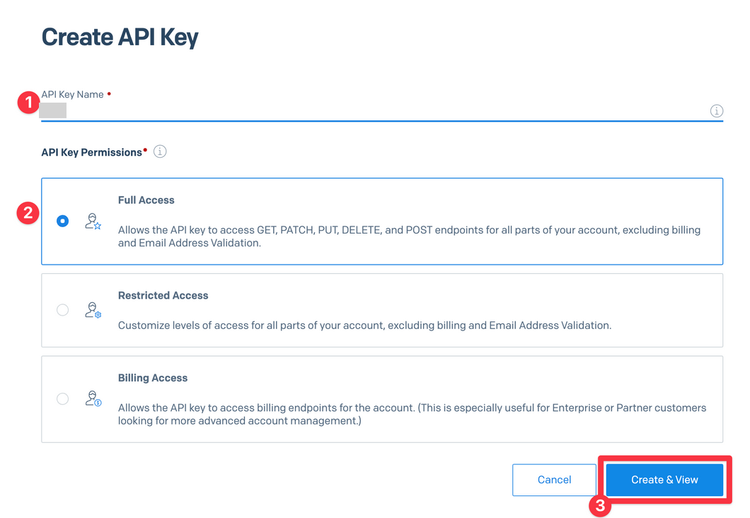 API Key作成画面